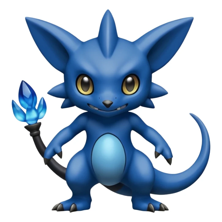 Dusky Glossy Oil-Sheen Blackened Blue Pokémon-Fakémon-Digimon-Creature, (full body) sticker