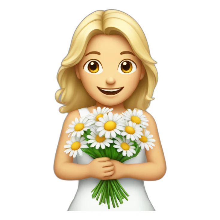 Smiling-girl-with-bouquet-of-daisies sticker