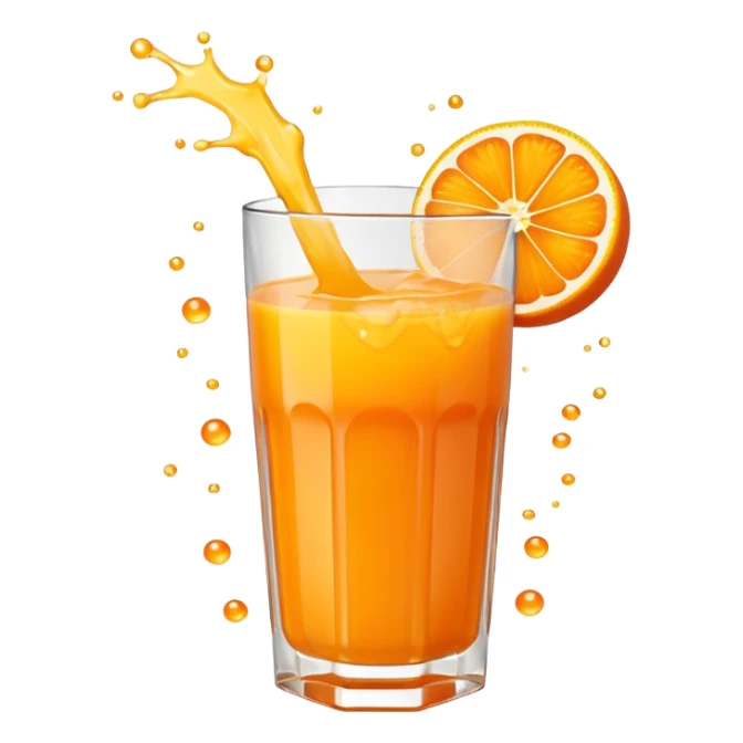 Extreme juice burst emoji, citrus explosion, dynamic splash, bold cartoon style, high saturation, transparent background. sticker