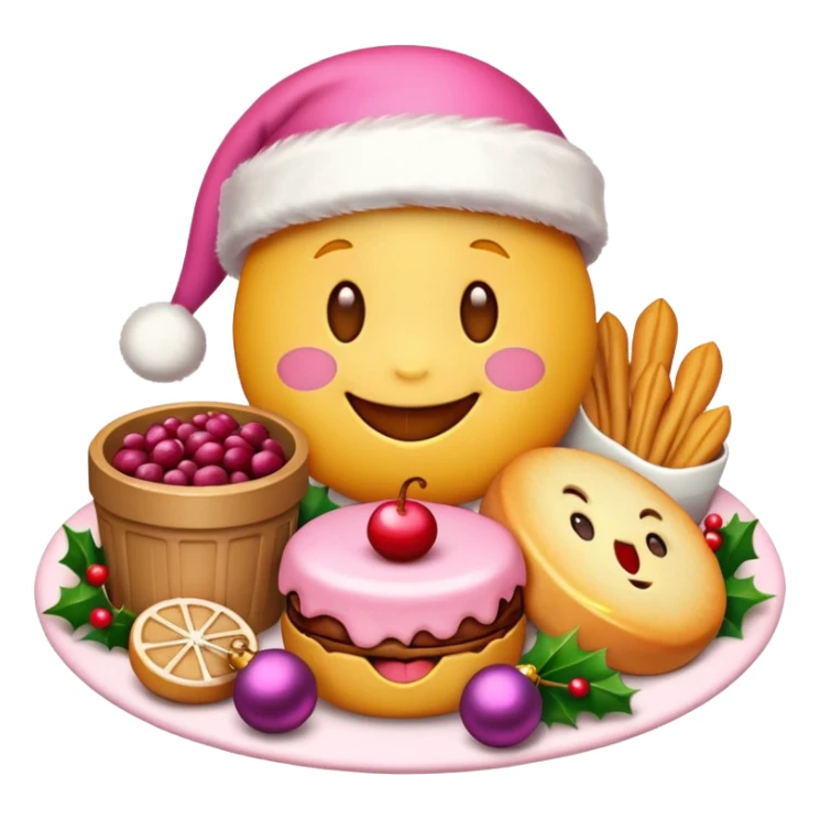 Chrismas cute pink emojis food sticker
