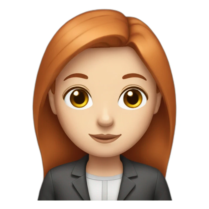 redhead, straight hair in the middle, black eyes teacher sticker