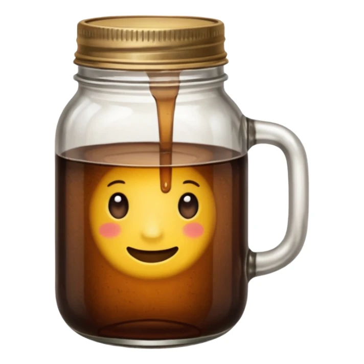 maason jar without any stars, 2d, in google emoji style, mason jar with dark fluid (like kvass) sticker