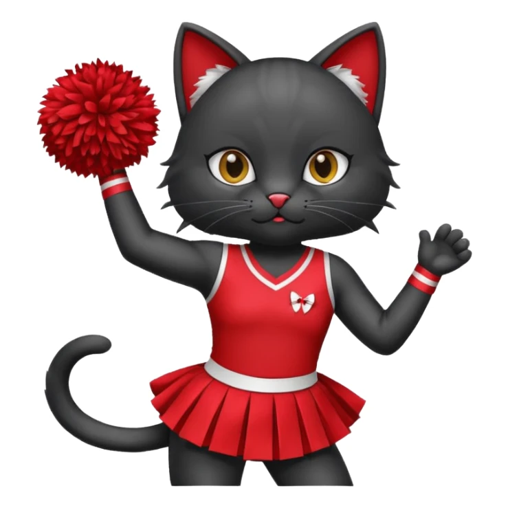 cheerleading black cat with pom pom sticker