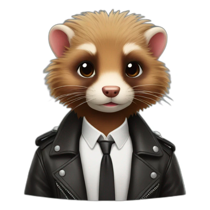 Red ferret with long fringe hairdo wearing leather jacket  sticker
