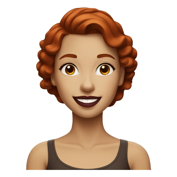 redhead girl with brown eyes and burgundy lipstick smiling sticker