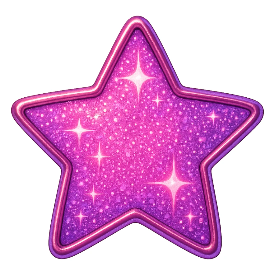 girly sparkling pin, star-shaped, no background sticker