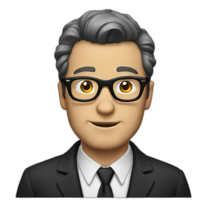 50s white male with black glasses sticker