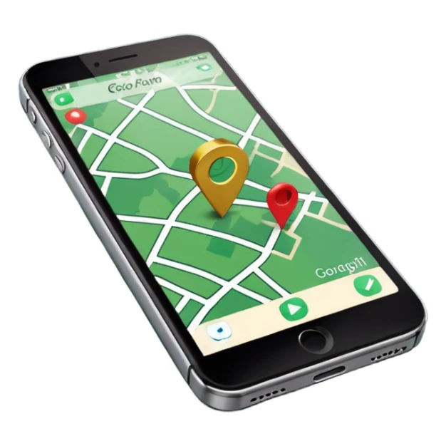 dark green geotag pointing to map on dark green iphone display sticker