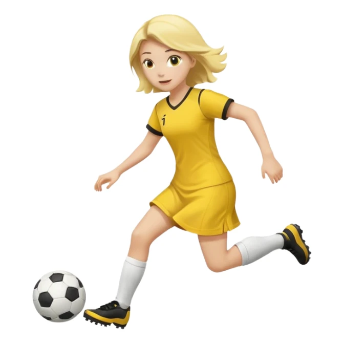 kids play soccer in yellow dress sticker