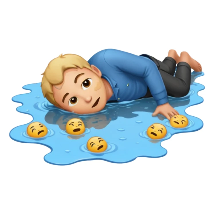 apple style emoji of a man sprawled face down in a puddle sticker
