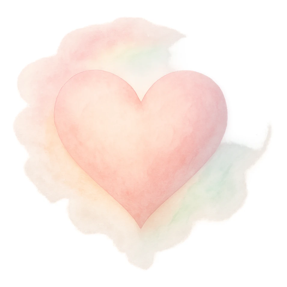 heart with a soft rainbow mist, digital illustration sticker