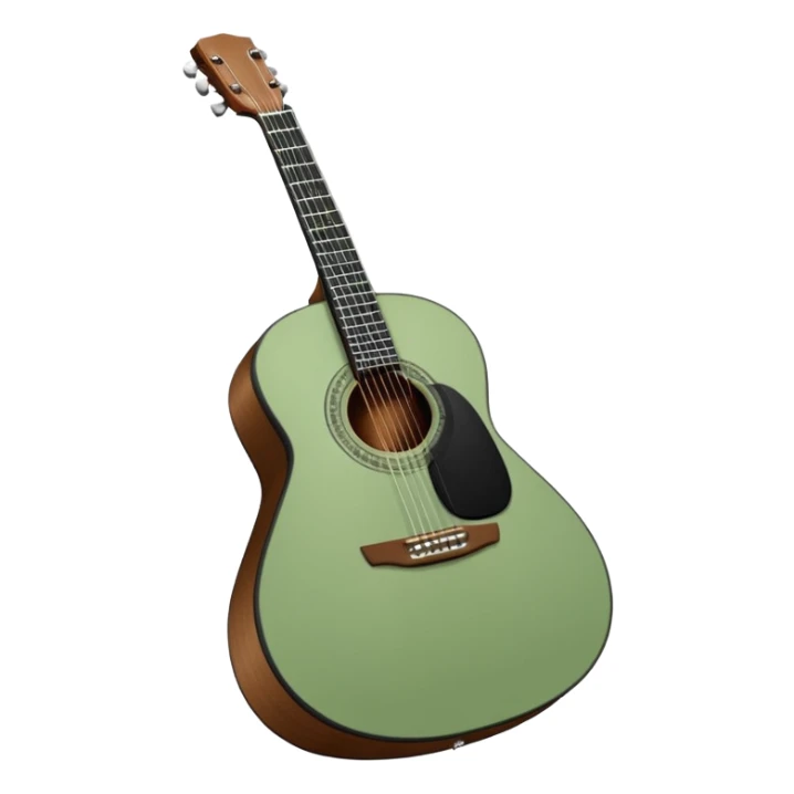 sage green acoustic guitar with black detials sticker