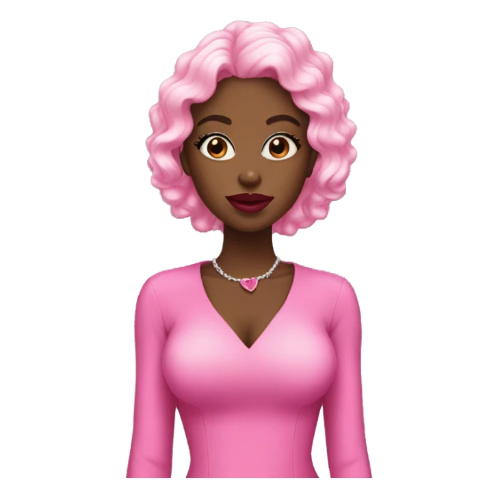 Black lady Pink emoji with pink lips and long nails  sticker