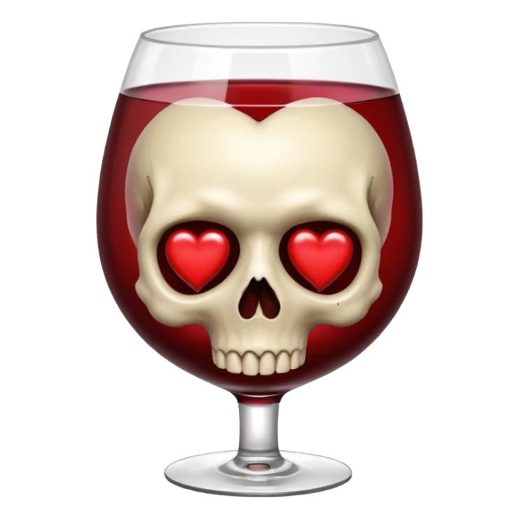 skull with wine red hearts around sticker