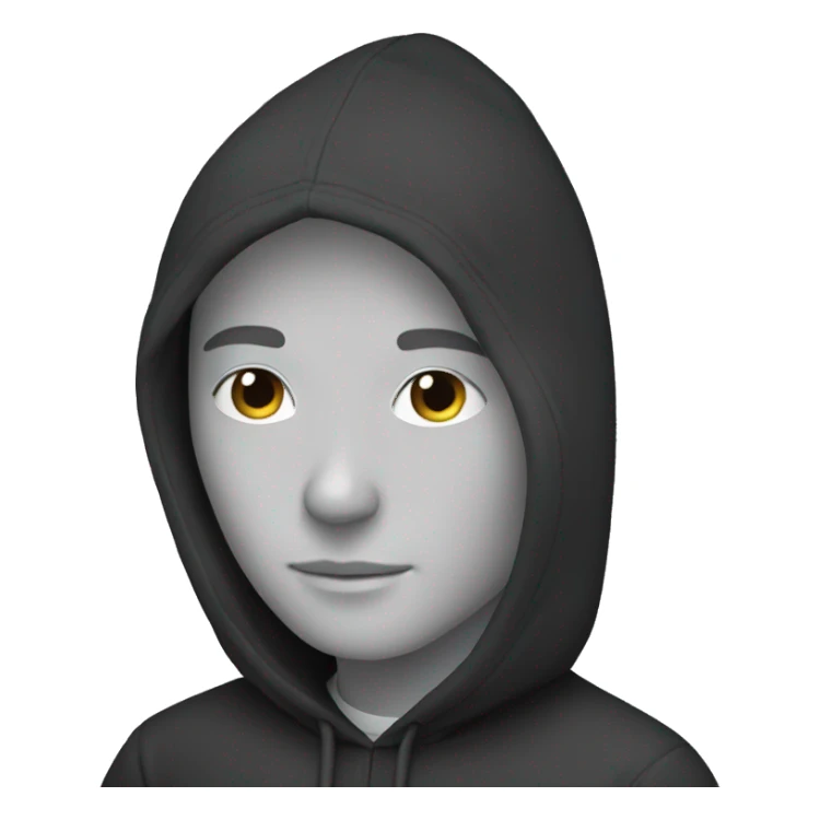 A white person who works as a programmer wears a black hoodie sticker