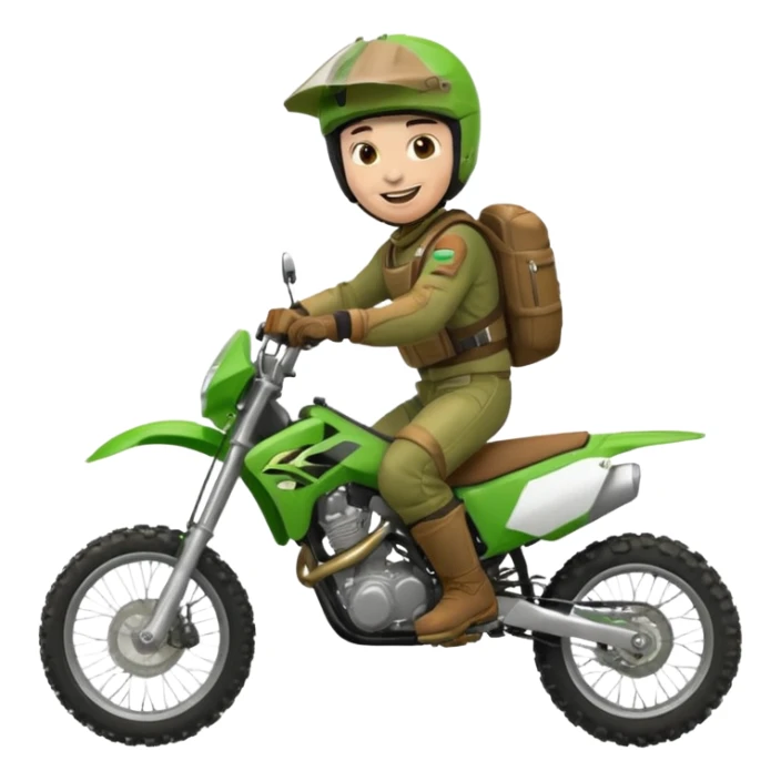 dirtbike rider in green gear laughing sticker