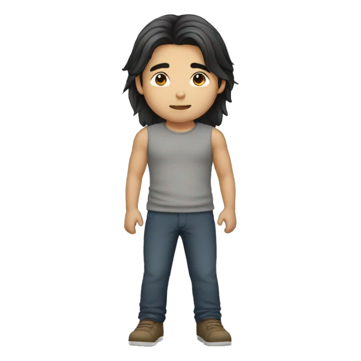 asian guy with long hair sticker