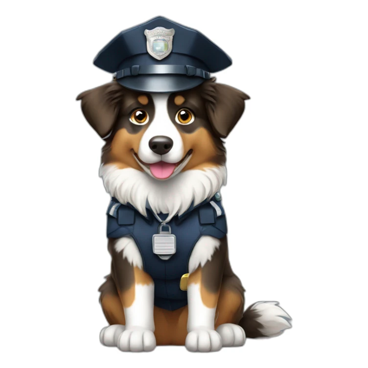 australian Shepherd in Police Uniform sitting sticker