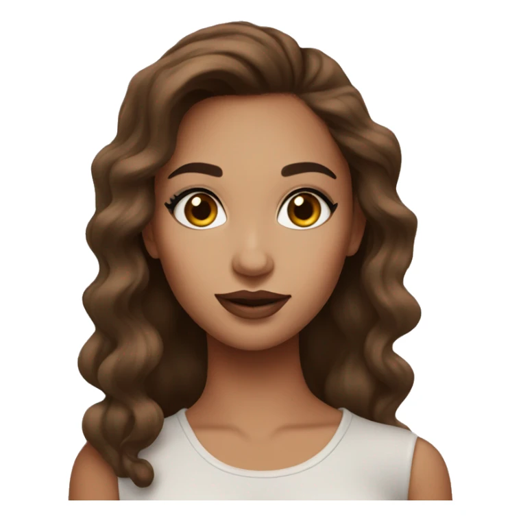 beautiful girl with makeup on with brown hair sticker