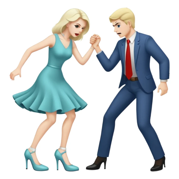 Wife beating husband with a shoe  sticker