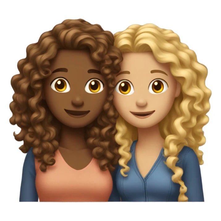 Hug two girlfriends one with long curly hair  sticker