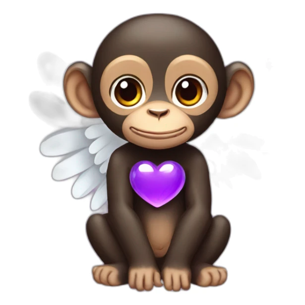 chimpanzee angel with a purple heart sticker