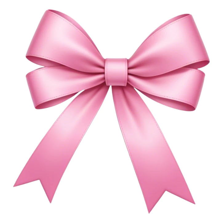Narrow and elongated ribbon bow pink light, no puffy loops, sleek and slender sticker