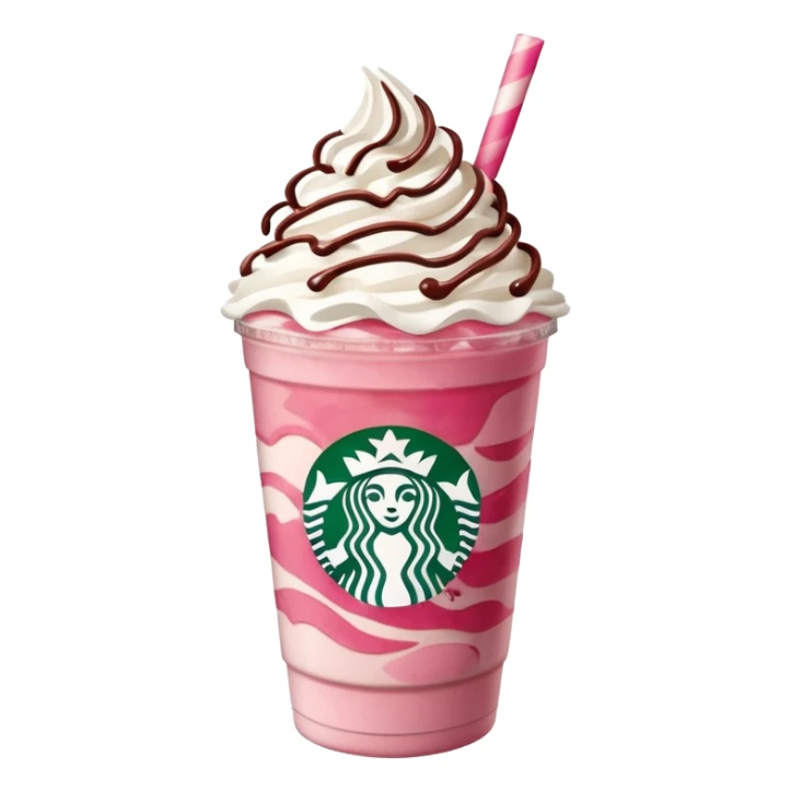 Strawberry Starbucks frappe with strawberry jam at the bottom with whipped cream and chocolate drizzle sticker
