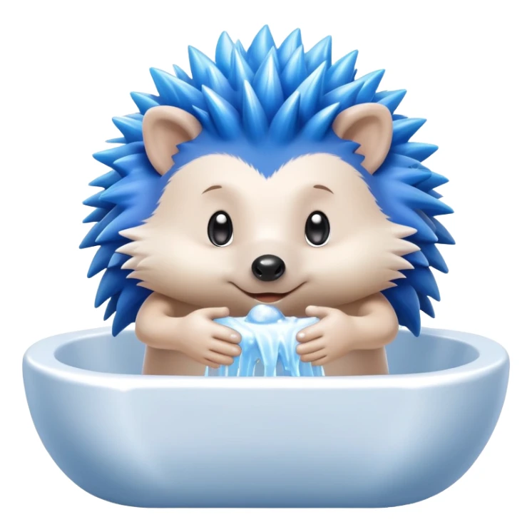 Blue cartoon hedgehog character and silver cartoon hedgehog character in a bathroom washing hands sticker