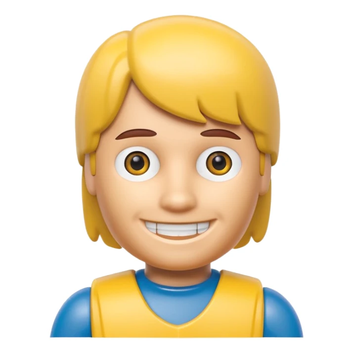smiling Playmobil toy character sticker