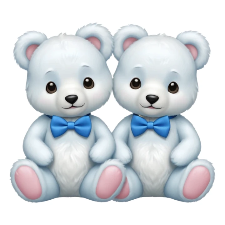sweet same little white bears with blue bow tie sitting sticker