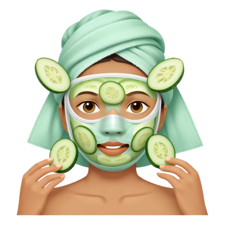 Face mask skincare treatment with cucumber slices on eyes sticker