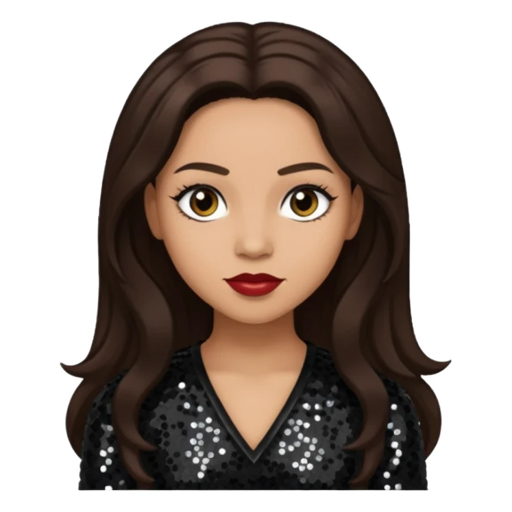 Vesta Williams, R&B Singer with long dark brown hair, black sequin outfit sticker