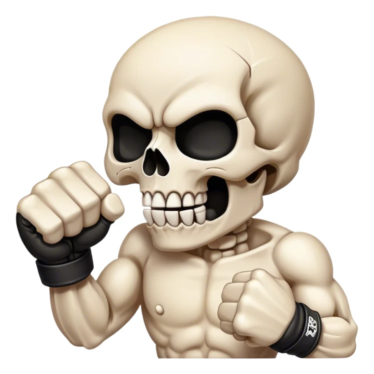 Cartoon skull with clenched fist, knockout impact, bold style. sticker