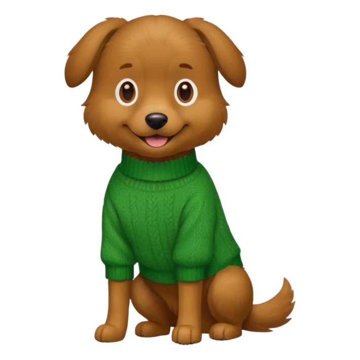 dog wear a green sweater, full body sticker