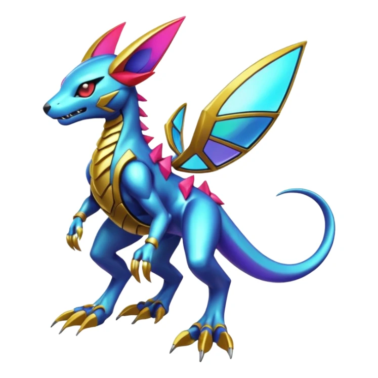  exotic colorful Protogen-Fakémon-Pokémon-Spectrobes-Digimon-Vernid-creature (full body) sticker
