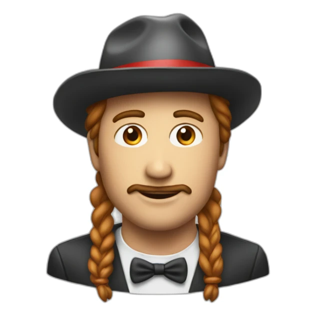 Un uomo con dei baffi e un cappello rosso con incisa una M sticker