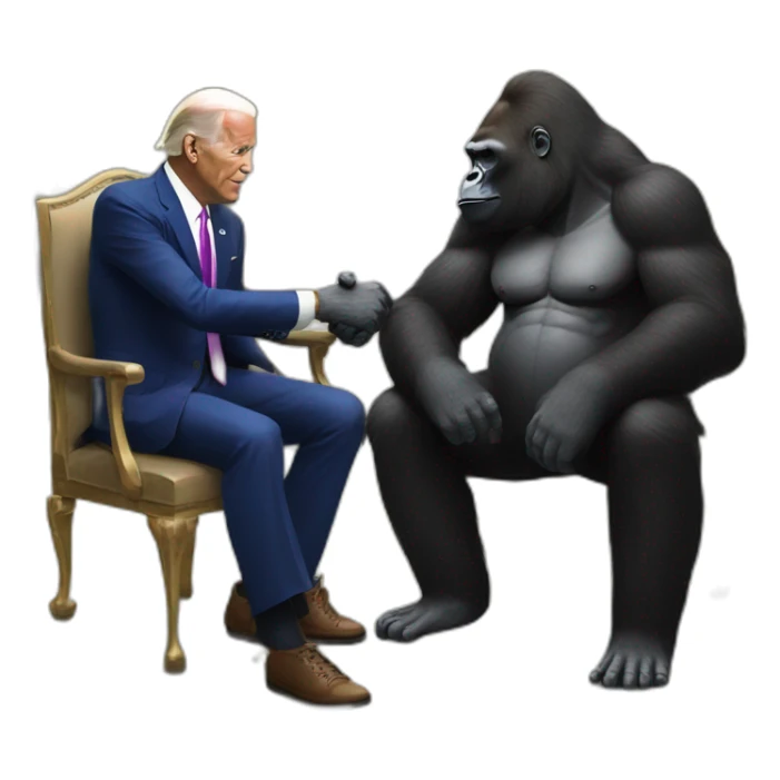 Stylish looking Gorilla meeting with Joe Biden sticker