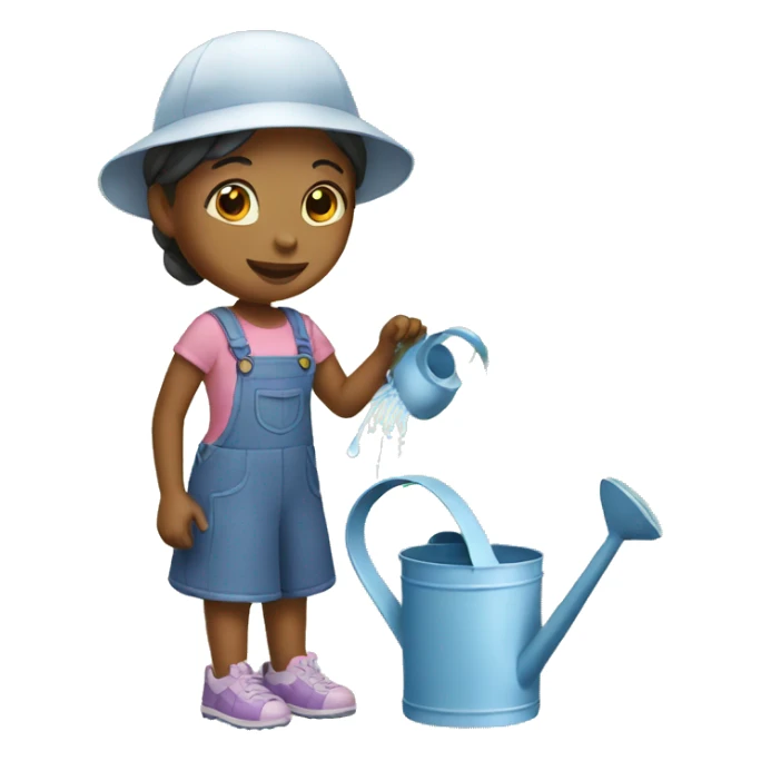 girl with watering can sticker
