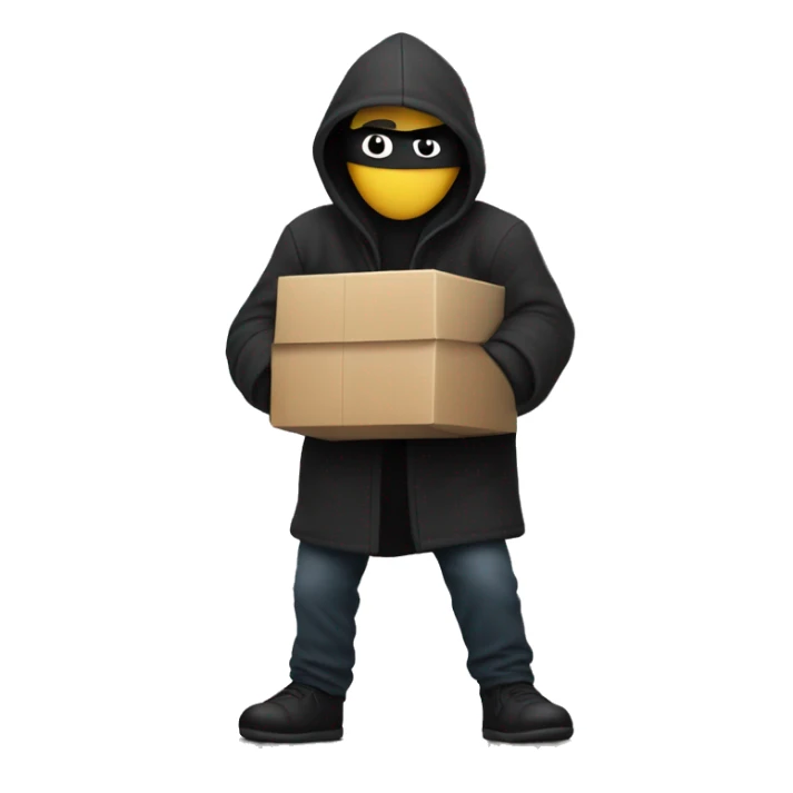 thief hiding a pack of stolen CPUs behind his back sticker