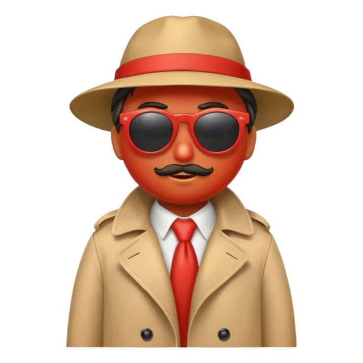 Tomato in a trenchcoat and hat and sunglasses sticker
