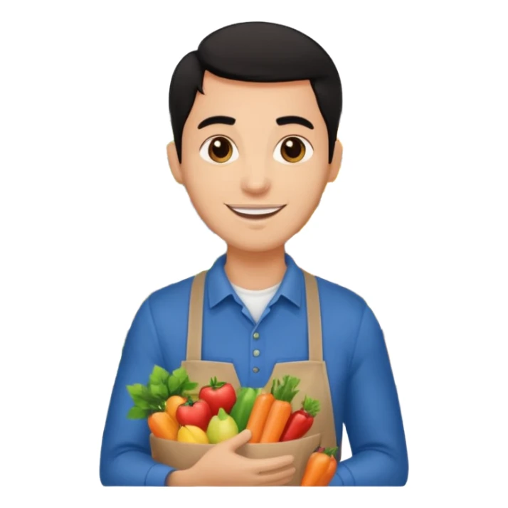 Happy ligth black hair man working in a supermarket sticker