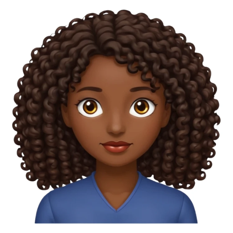 mujer pelo rizado pero no tanto,  largo color marron oscuro, ojos marrones oscuros sticker