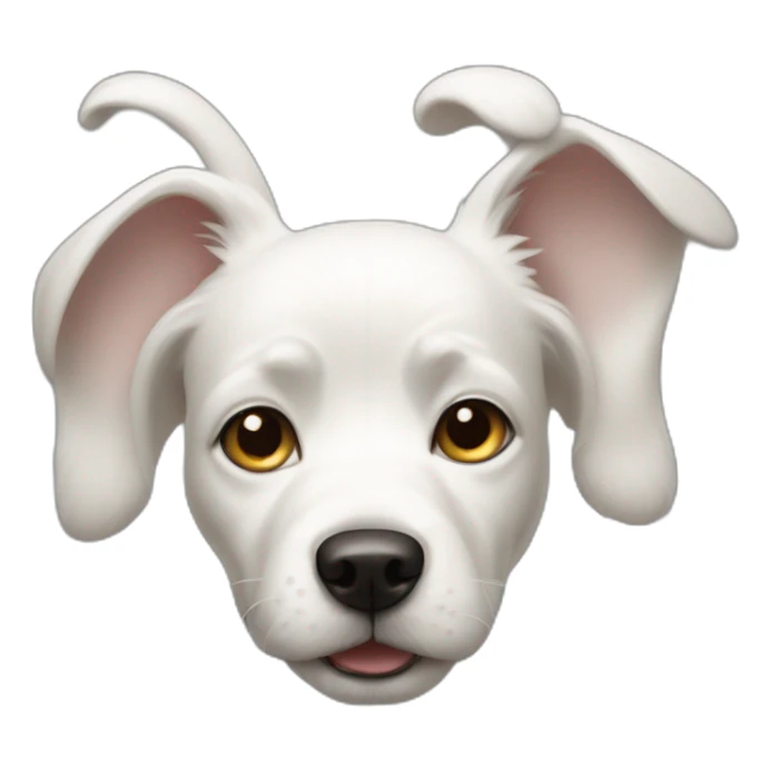 white dog with one ear upright another ear floppy, pointing down sticker