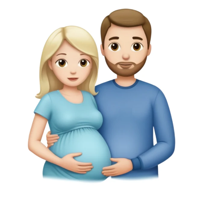white pregnant woman and her husband sticker