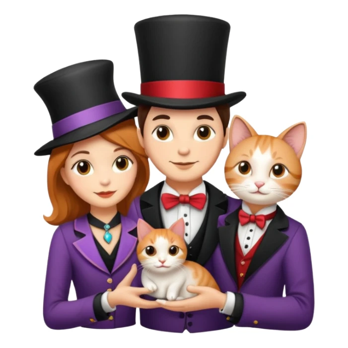 Icon Contour  Magician Couple and Their Pet Cat  sticker