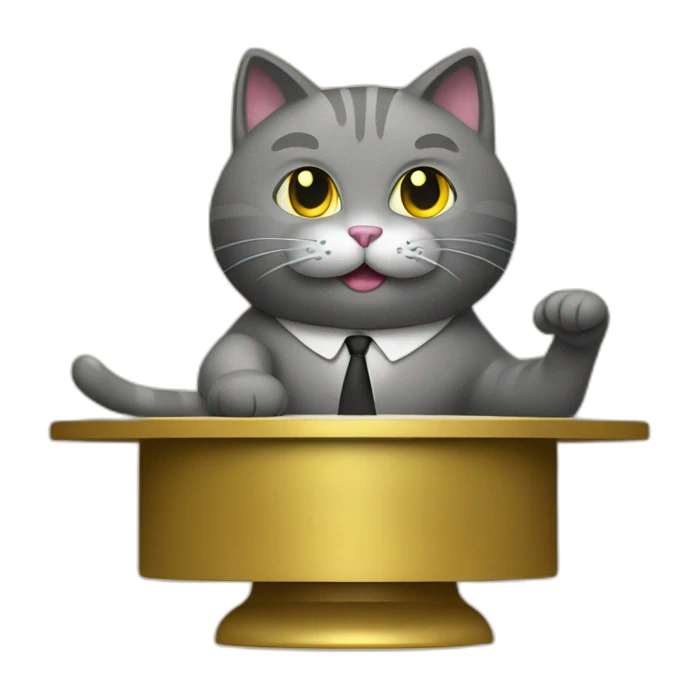 cat secretary sitting on top of the gold cloud sticker