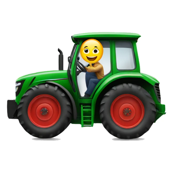 the driver leaning out and waving from the tractor sticker