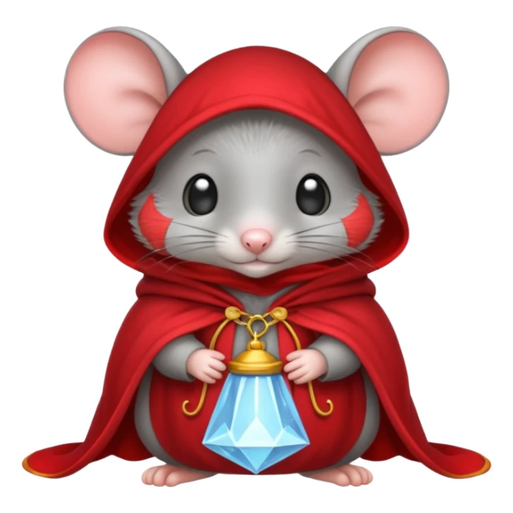 baby grey mouse, in magic red cloak sticker