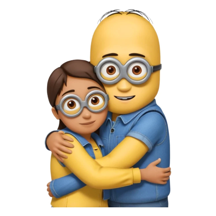 Huging a friend for minions sticker